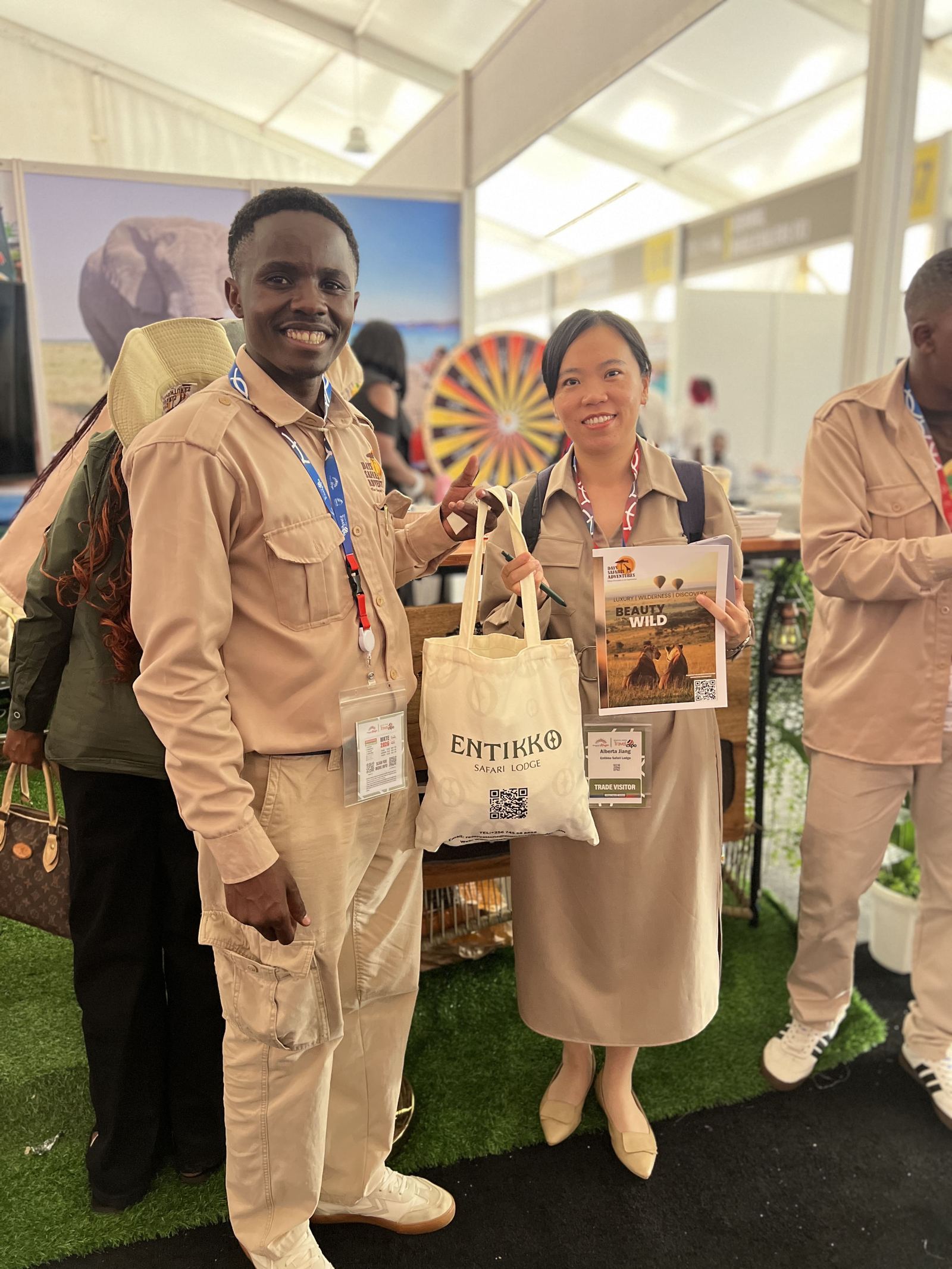 Day Safaris team welcoming a guest at our stand