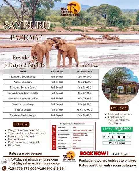 Samburu Package for Residents, 3 Days 2 Nights